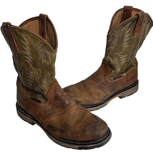 Ariat Other - ARIAT Workhog Cowboy Boots Mens Sz 14 D Western Leather Brown Aged Bark Work